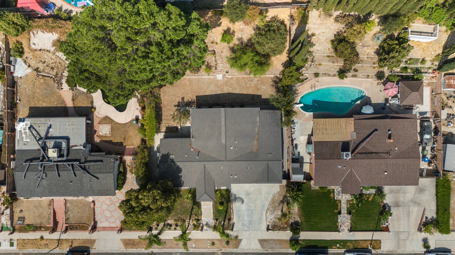 overhead drone shot of 17125 Sunderland Dr Granada Hills, CA 91344